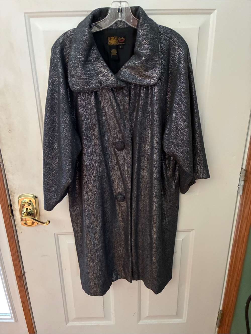 Plenty Frock Metallic Charcoal Women's Coat - Elegant Button Front Jacket